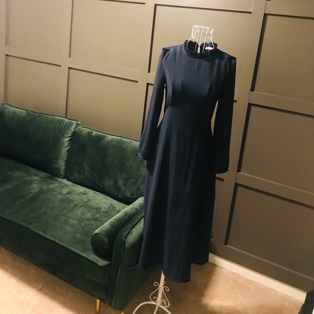 High Neck + Open Back Midi Dress